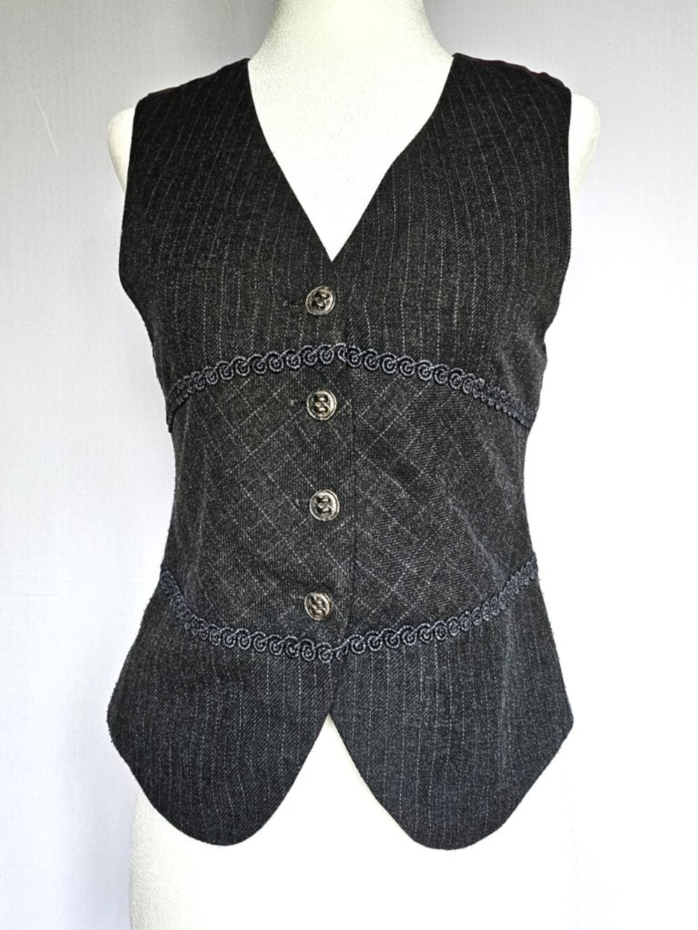 Petite Sophisticate | Pinstripe Tailored Vest | Dark Academia | 2P